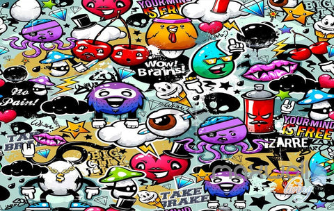 Image of 3D Cartoon Cherry Wall Art Mural Paper Print Decals Decor IDCWP-TY-000023