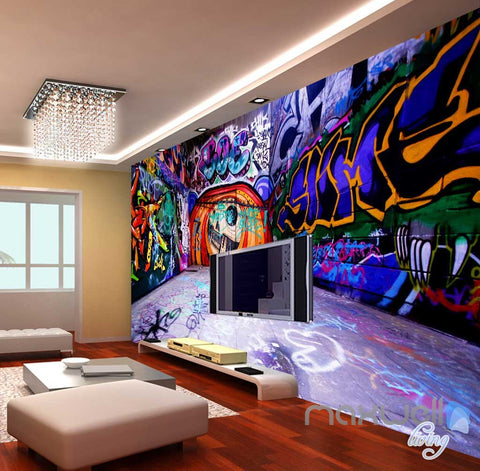 Image of 3D Graffiti Pumpkin Jack Halloween Wall Mural Paper Art Print Decals Decor IDCWP-TY-000025