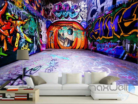 Image of 3D Graffiti Pumpkin Jack Halloween Wall Mural Paper Art Print Decals Decor IDCWP-TY-000025