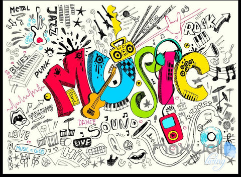 Image of 3D Music Earphone Keyboard Wall Murals Paper Art Print Decals Decor Wallpaper IDCWP-TY-000027