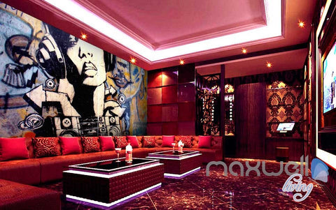 Image of Retro Art Graffiti DJ Wall Murals Paper Art Print Decals Decor Wallpaper IDCWP-TY-000031
