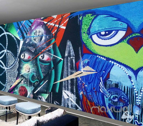 Image of Abstract Graffiti Owl Wall Murals Paper Art Print Decals Decor Wallpaper IDCWP-TY-000032