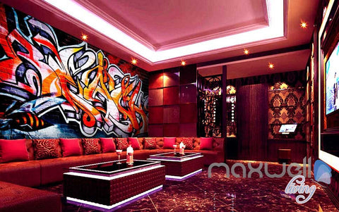 Image of 3D Graffiti Brick Wall Art Murals Print Decals Decor Pub Bar Wallpaper IDCWP-TY-000038