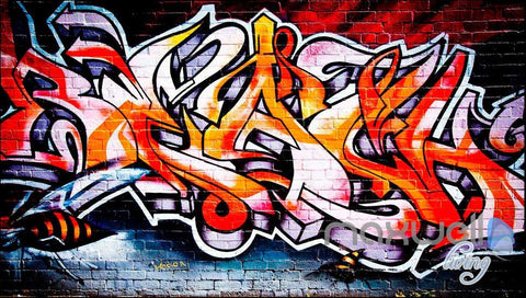 Image of 3D Graffiti Brick Wall Art Murals Print Decals Decor Pub Bar Wallpaper IDCWP-TY-000038