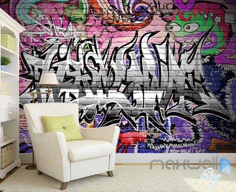 Image of 3D Graffiti Letters Monster Wall Mural Paper Art Print Decals Decor Wallpaper IDCWP-TY-000041