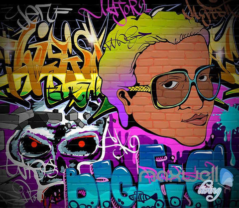 Image of 3D Graffiti Brick Wall Head Wall Murals Paper Art Print Decals Decor Wallpaper IDCWP-TY-000045