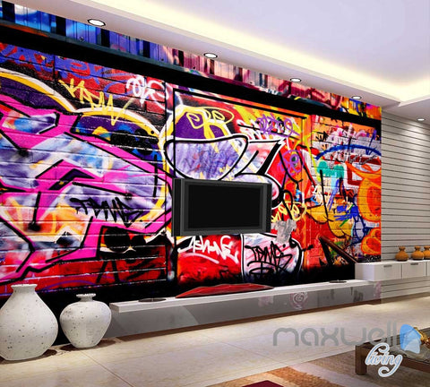 Image of 3D Graffiti Back Door Wall Murals Paper Art Print Decals Decor Wallpaper IDCWP-TY-000046