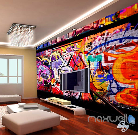 Image of 3D Graffiti Back Door Wall Murals Paper Art Print Decals Decor Wallpaper IDCWP-TY-000046