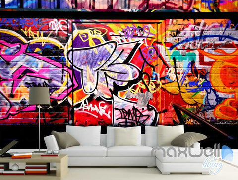 Image of 3D Graffiti Back Door Wall Murals Paper Art Print Decals Decor Wallpaper IDCWP-TY-000046