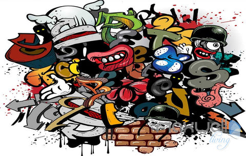Image of 3D Graffiti Picture Wall Paper Art Murals Print Decals Decor Wallpaper IDCWP-TY-000051