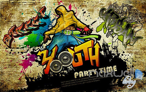 Image of 3D Graffiti Party Time Wall Paper Murals Print Decals Decor Wallpaper IDCWP-TY-000056