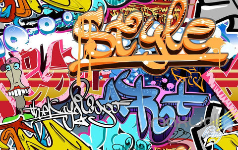 Image of 3D Graffiti Style Wall Art Mural Paper Print Decals Decor Wallpaper IDCWP-TY-000060