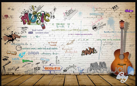 Image of 3D Graffiti Music Guitar Keyboard Wall Mural Paper Art Print Decals Decor IDCWP-TY-000063