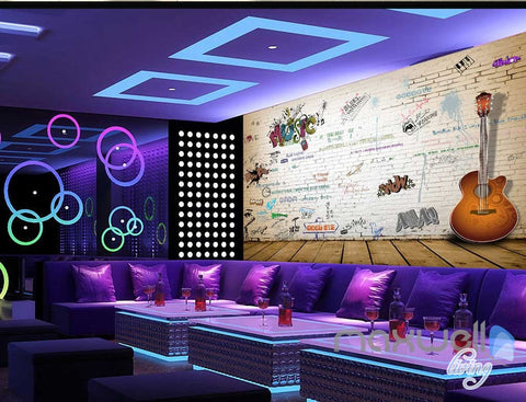 Image of 3D Graffiti Music Guitar Keyboard Wall Mural Paper Art Print Decals Decor IDCWP-TY-000063