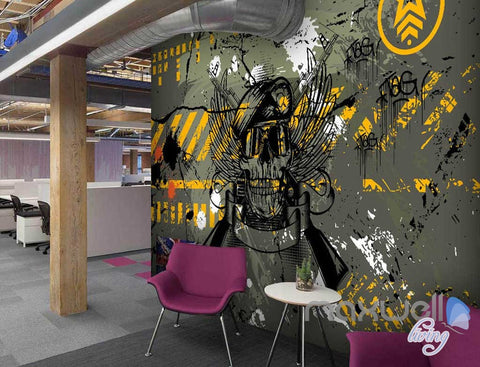 Image of 3D Graffiti Wall Captain Skull Wall Murals Paper Art Print Decals Decor IDCWP-TY-000064