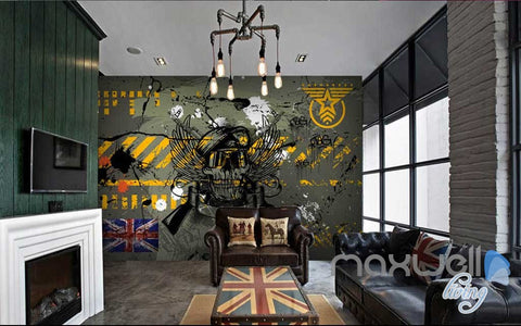 Image of 3D Graffiti Wall Captain Skull Wall Murals Paper Art Print Decals Decor IDCWP-TY-000064
