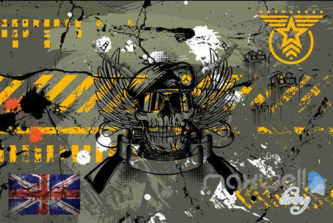 Image of 3D Graffiti Wall Captain Skull Wall Murals Paper Art Print Decals Decor IDCWP-TY-000064