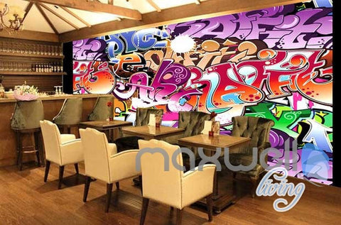 Image of 3D Graffiti Art Letters Wall Murals Paper Print Decals Decor Wallpaper IDCWP-TY-000065