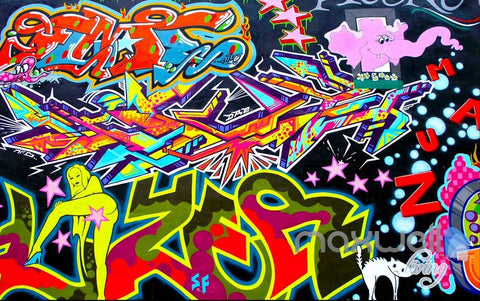 Image of 3D Graffiti Color Art Wall Murals Paper Print Decals Decor Wallpaper IDCWP-TY-000066
