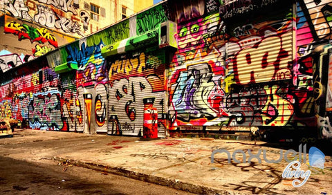 Image of 3D Long Graffiti Wall Street Wall Murals Paper Print Decals Decor IDCWP-TY-000071
