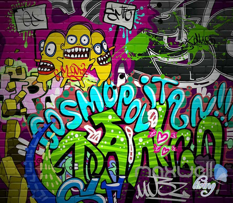 Image of 3D Graffiti Cosmopolitan Wall Murals Paper Print Decals Decor Wallpaper IDCWP-TY-000074
