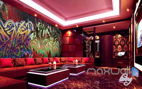 Image of 3D Graffiti Fire Letters Wall Murals Paper Art Print Decals Decor IDCWP-TY-000078