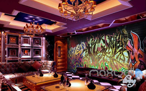 Image of 3D Graffiti Fire Letters Wall Murals Paper Art Print Decals Decor IDCWP-TY-000078