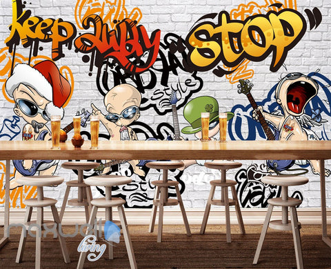 Image of 3D Graffiti Rock Baby Party Brick Wall Murals Wallpaper Art Decals Decor IDCWP-TY-000081