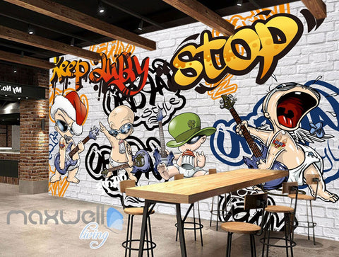 Image of 3D Graffiti Rock Baby Party Brick Wall Murals Wallpaper Art Decals Decor IDCWP-TY-000081