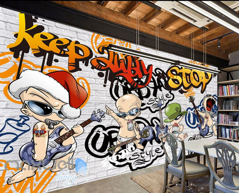 Image of 3D Graffiti Rock Baby Party Brick Wall Murals Wallpaper Art Decals Decor IDCWP-TY-000081