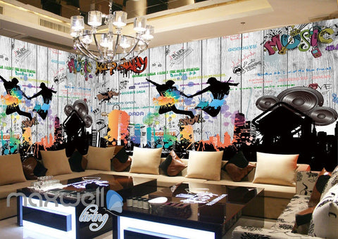 Image of 3D Graffiti Board Music Dancer Wall Murals Wallpaper Wall Art Decals Decor IDCWP-TY-000084