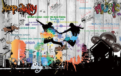 Image of 3D Graffiti Board Music Dancer Wall Murals Wallpaper Wall Art Decals Decor IDCWP-TY-000084