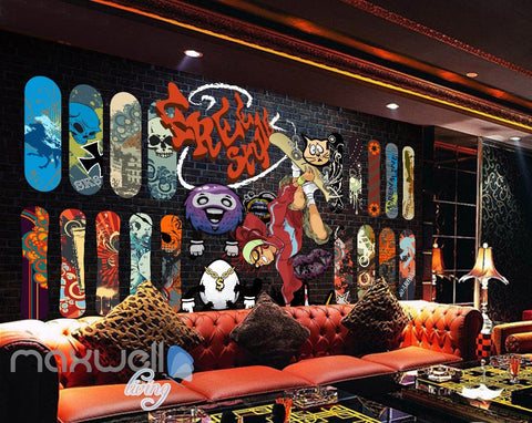 Image of 3D Graffiti Freestyle Surfer Brick Wall Murals Wallpaper Wall Art Decals Decor IDCWP-TY-000086