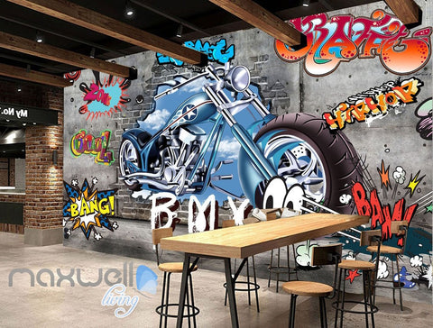 Image of 3D Graffiti Motorbike Break Bang Wall Murals Wallpaper Wall Art Decals Decor IDCWP-TY-000090