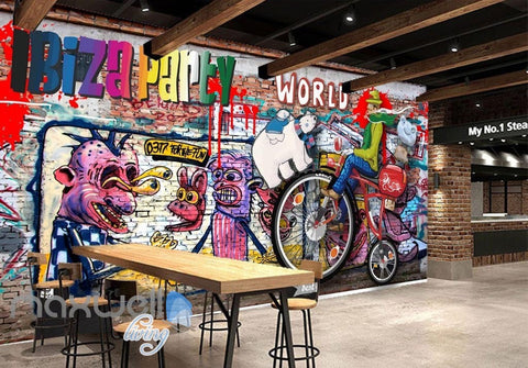 Image of 3D Graffiti Brick Party World Wall Murals Wallpaper Wall Art Decals Decor IDCWP-TY-000093
