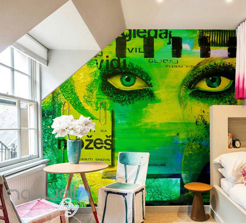 Image of 3D Graffiti Eyes Abstract Face Wall Murals Wallpaper Wall Art Decals Decor IDCWP-TY-000094