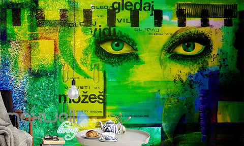 Image of 3D Graffiti Eyes Abstract Face Wall Murals Wallpaper Wall Art Decals Decor IDCWP-TY-000094