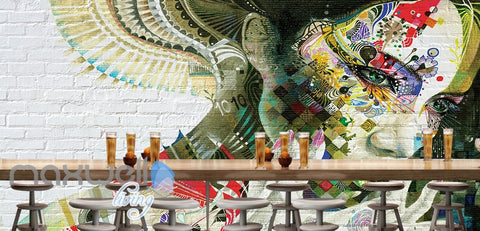 Image of 3D Graffiti Tatoo Girl Wall Murals Wallpaper Wall Art Decals Decor IDCWP-TY-000100