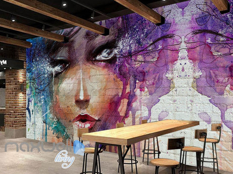 Image of 3D Graffiti Street Girl Wall Murals Wallpaper Wall Art Decals Decor IDCWP-TY-000105