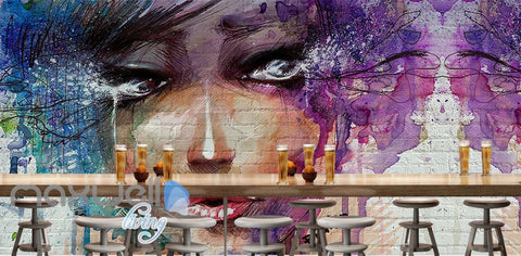 Image of 3D Graffiti Street Girl Wall Murals Wallpaper Wall Art Decals Decor IDCWP-TY-000105