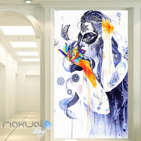 Image of 3D Graffiti Retro Lady Butterfly Wall Murals Wallpaper Wall Art Decals Decor IDCWP-TY-000106