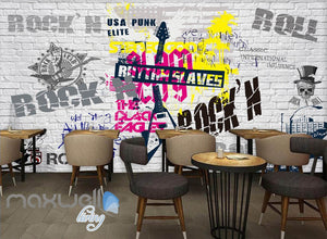 3D Graffiti Rock Roll Punk Brick Wall Murals Wallpaper Wall Art Decals Decor IDCWP-TY-000110