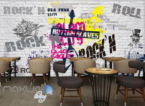 Image of 3D Graffiti Rock Roll Punk Brick Wall Murals Wallpaper Wall Art Decals Decor IDCWP-TY-000110
