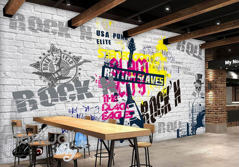 Image of 3D Graffiti Rock Roll Punk Brick Wall Murals Wallpaper Wall Art Decals Decor IDCWP-TY-000110