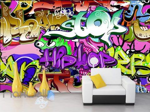 Image of 3D Graffiti Letters Abstract Hiphop Wall Murals Wallpaper Wall Art Decals Decor IDCWP-TY-000112