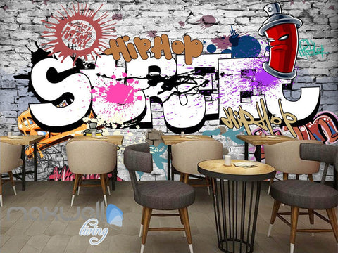 Image of 3D Graffiti Street Hiphop Brick Wall Murals Wallpaper Wall Art Decals Decor IDCWP-TY-000116