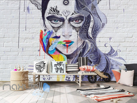 Image of 3D Graffiti Punk Queen Brick Wall Murals Wallpaper Wall Art Decals Decor IDCWP-TY-000119