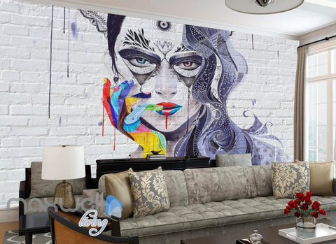Image of 3D Graffiti Punk Queen Brick Wall Murals Wallpaper Wall Art Decals Decor IDCWP-TY-000119