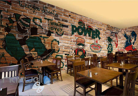 Image of 3D Graffiti Sports Boy Bricks Wall Murals Wallpaper Wall Art Decals Decor IDCWP-TY-000121