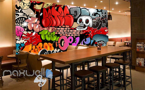 Image of 3D Graffiti Skull Letters Wall Murals Wallpaper Wall Art Decals Decor IDCWP-TY-000125